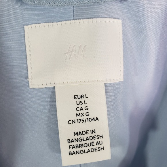 H&M Blazer Womens Large Light Blue Double Breasted Relaxed Fit‎ Casual Office - Picture 5 of 10